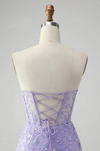 Classy Lilac Bodycon Sweetheart Corset Short Homecoming Dress with Sequins by WEDTREND