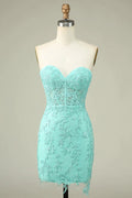 Bodycon Light Green Sweetheart Corset Short Homecoming Dress with Appliques by WEDTREND