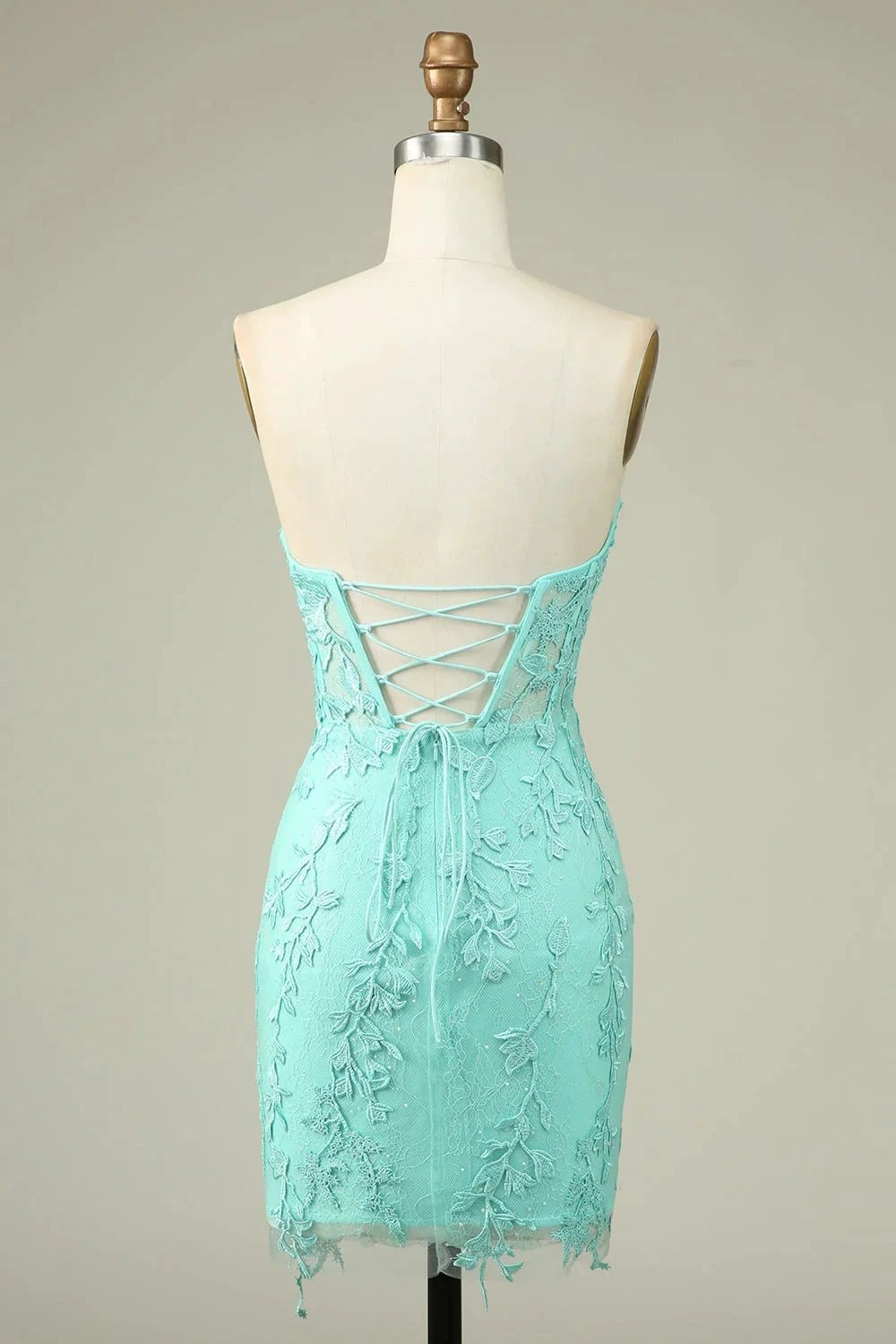 Bodycon Light Green Sweetheart Corset Short Homecoming Dress with Appliques by WEDTREND