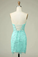 Bodycon Light Green Sweetheart Corset Short Homecoming Dress with Appliques by WEDTREND