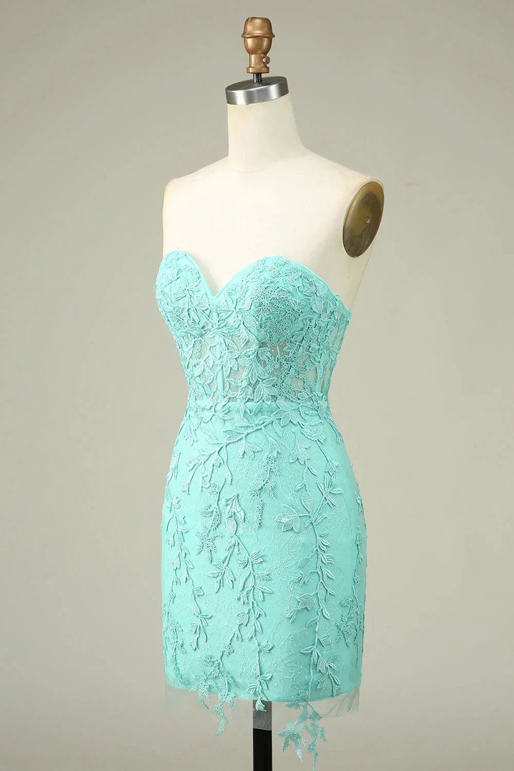Bodycon Light Green Sweetheart Corset Short Homecoming Dress with Appliques by WEDTREND