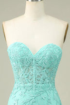Bodycon Light Green Sweetheart Corset Short Homecoming Dress with Appliques by WEDTREND