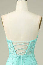 Bodycon Light Green Sweetheart Corset Short Homecoming Dress with Appliques by WEDTREND