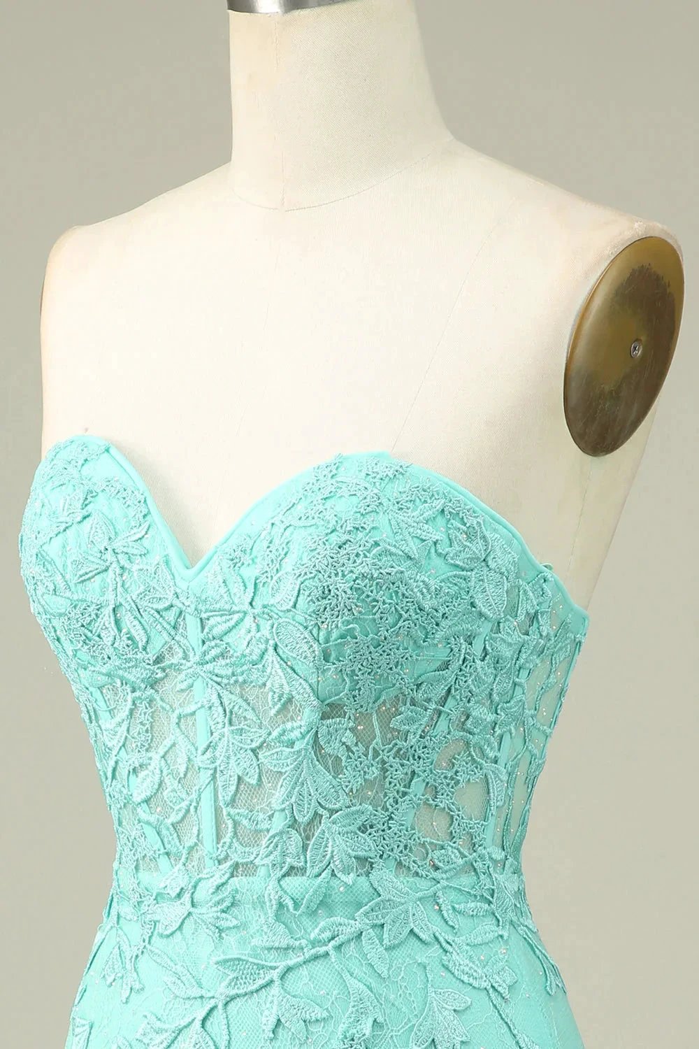 Bodycon Light Green Sweetheart Corset Short Homecoming Dress with Appliques by WEDTREND
