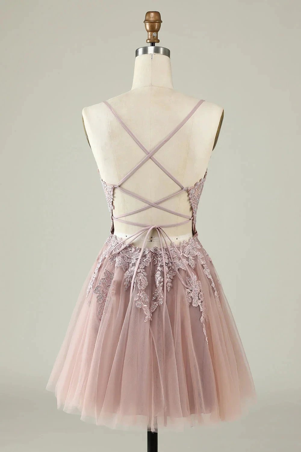 Blush A Line Spaghetti Straps Short Homecoming Dress with Appliques by WEDTREND