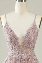 Blush A Line Spaghetti Straps Short Homecoming Dress with Appliques by WEDTREND