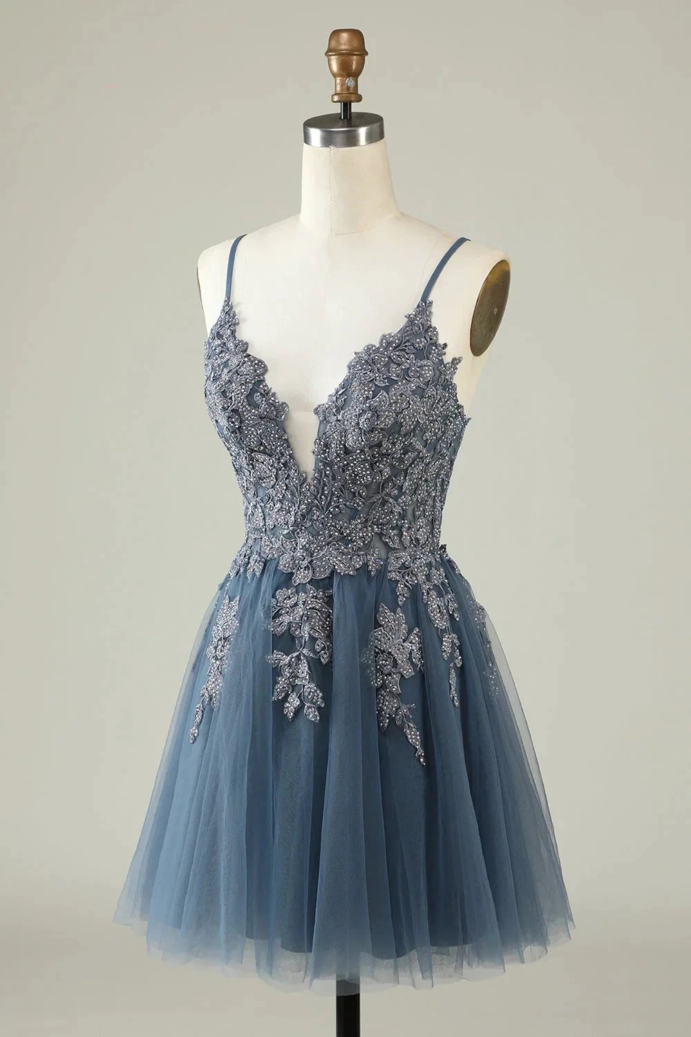 Blush A Line Spaghetti Straps Short Homecoming Dress with Appliques by WEDTREND
