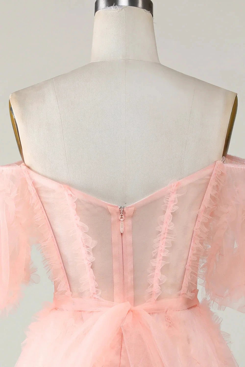 Cute Blush A line Tulle Off The Shoulder Short Homecoming Dress by WEDTREND