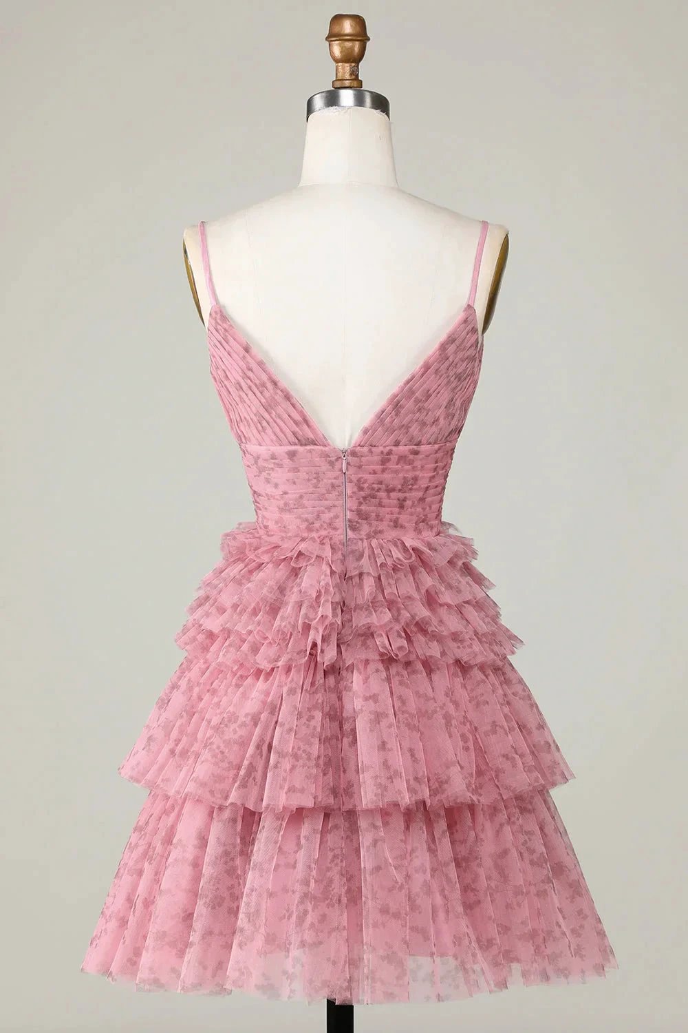 Blush Cute A Line Spaghetti Straps Short Homecoming Dress with Ruffles by WEDTREND