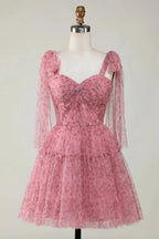 Blush A-Line PrintedShort Tulle Homecoming Dress by WEDTREND
