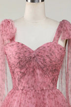 Blush A-Line PrintedShort Tulle Homecoming Dress by WEDTREND