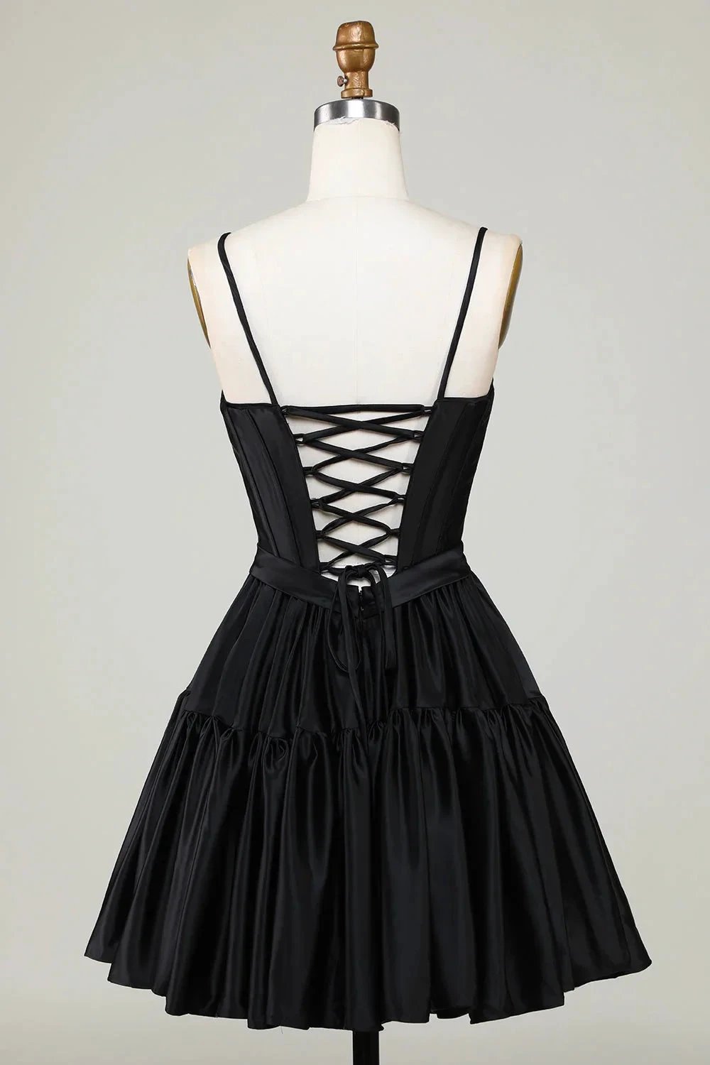 Cute Fuchsia A Line Spaghetti Straps Corset Ruffle Homecoming Dress with Bows by WEDTREND