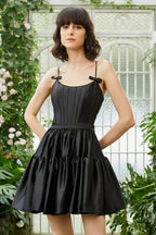 Cute Fuchsia A Line Spaghetti Straps Corset Ruffle Homecoming Dress with Bows by WEDTREND