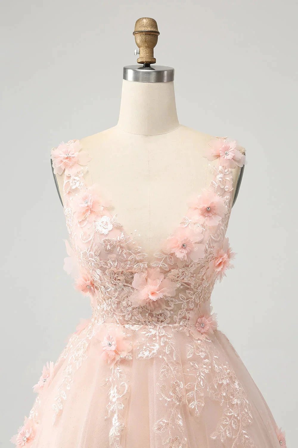 Cute Blush A Line V Neck Sequin Corset Short Homecoming Dress with Appliques by WEDTREND