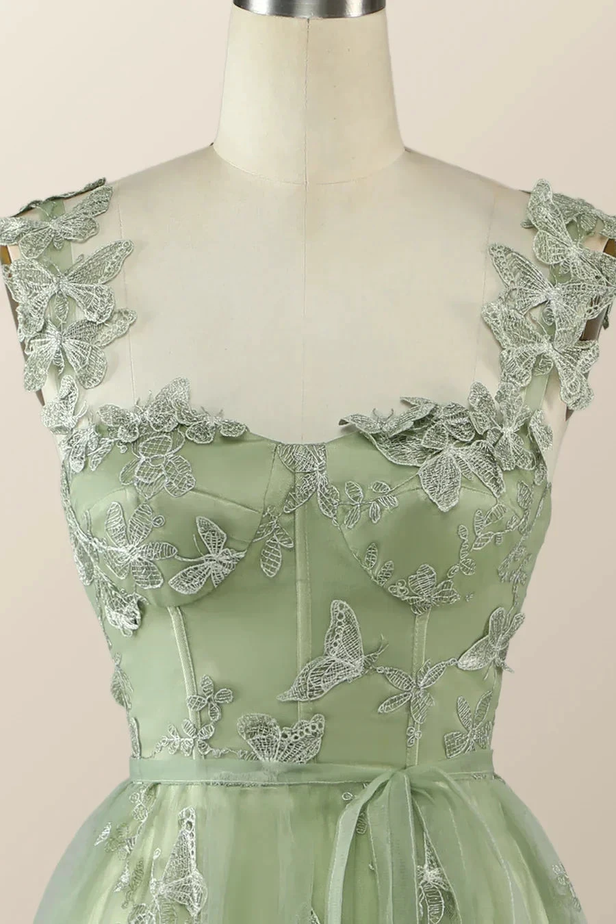 Sage Green Butterfly A-line Long Formal Dress Evening Dress Y2801 by simplepromdress