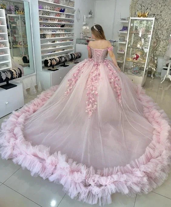 Pink Puffy Quinceanera Dress Ball Gown,Pink Sweet 16 Dress Y6053 by simplepromdress
