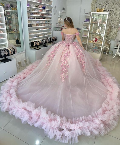 Rosa Puffy Quinceanera Kleid Ballkleid, Rosa Sweet 16 Kleid Y6053