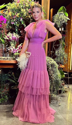 Elegant A-line V Neck Evening Dress Wedding Guest Dress Y5110