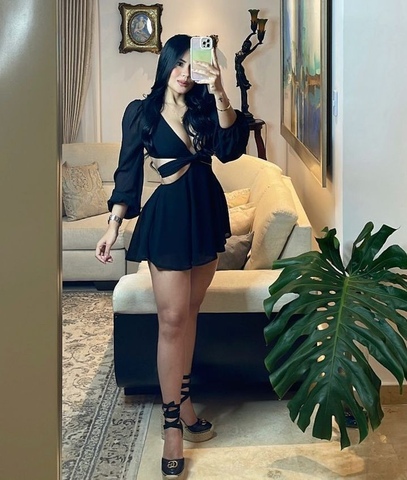 Vestido de fiesta negro con corte en A y corte en la cintura, vestido de cóctel negro Y4302