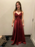 Elegant Burgundy A-line Evening Dress Burgundy Graduation Dress Y6428 by simplepromdress