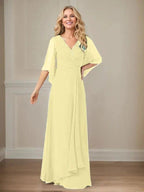 A-Line V-Neck Long Sequins Chiffon Mother Dress by Dreamylily