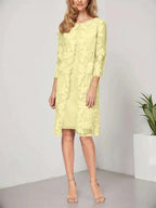 A-line Scoop Knee-Length Chiffon Lace Mother of the Bride Dress With Jacket by Dreamylily