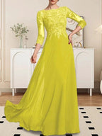 A-line Scoop Floor-Length Lace Chiffon Mother of the Bride Dress With Sequins by Dreamylily