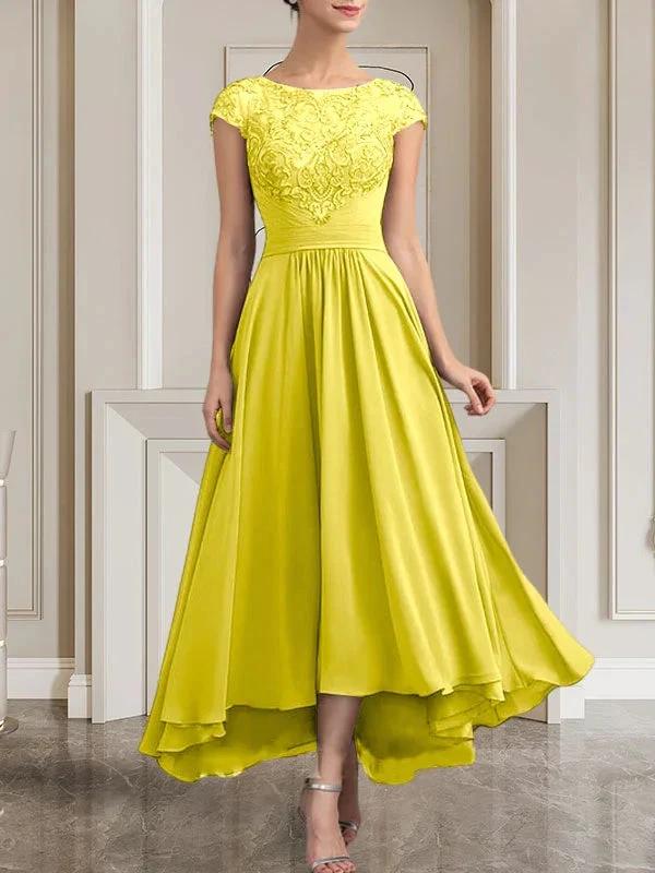 A-line Scoop Floor-Length Lace Chiffon Mother of the Bride Dress With Sequins by Dreamylily
