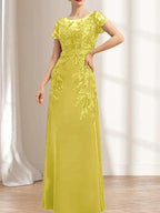 Sheath/Column Scoop Illusion Floor-Length Lace Chiffon Mother of the Bride Dress With Sequins by Dreamylily