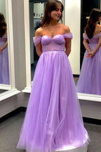 Yellow Off-the-Shoulder Bustier A-Line Tulle Prom Dress Formal Dress PSK376 by pgmdress