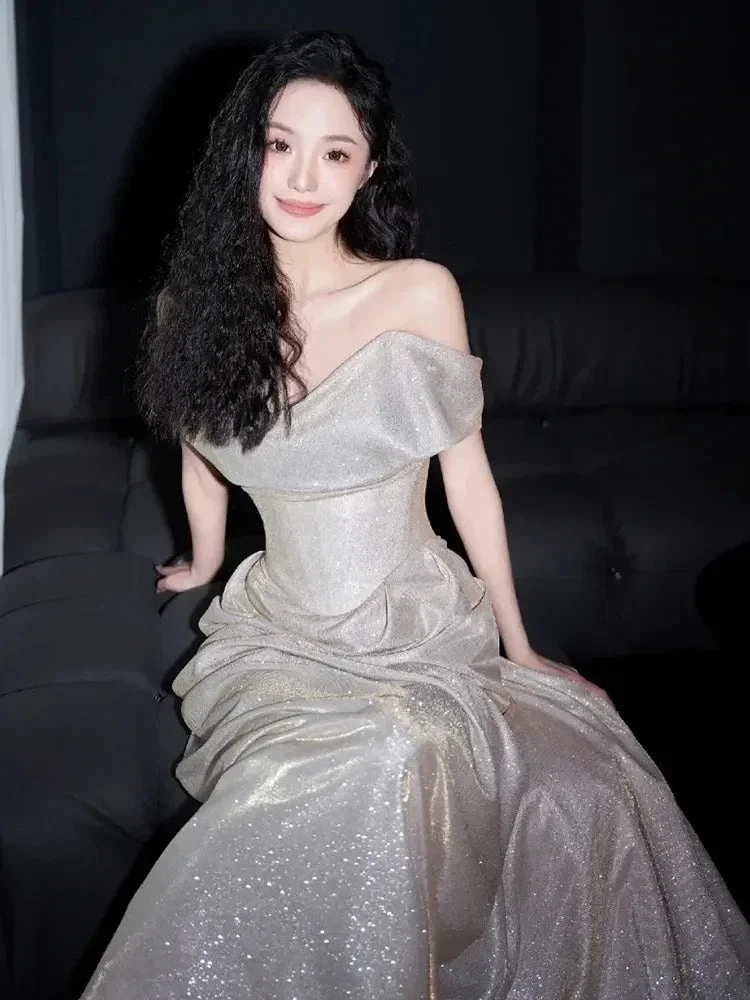 Shiny Off The Shoulder Mermaid Prom Dress Long Evening Dress Y8185 by simplepromdress