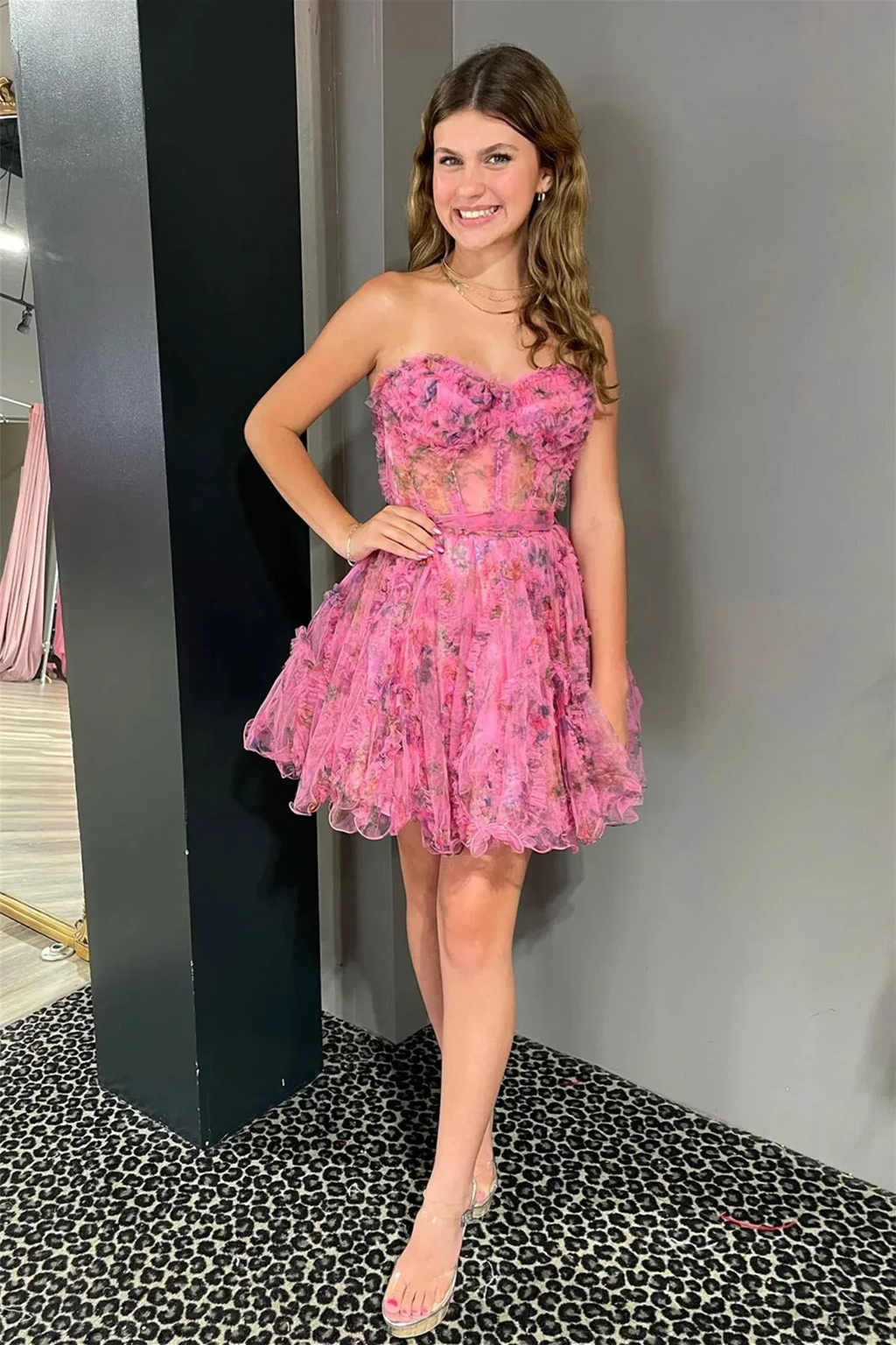 Strapless Ruffles A-line Homecoming Dress Y2831 by simplepromdress