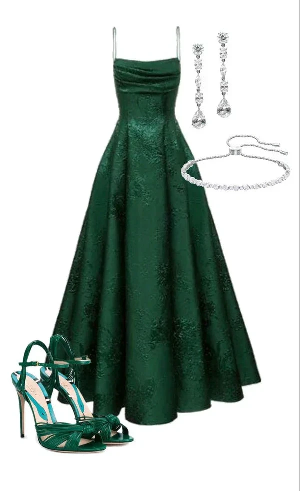 Emerald Green A-line Spaghetti Straps Prom Dress,Chic Evening Dress Y1799 by simplepromdress