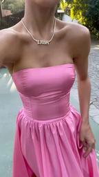 Strapless Pink Satin Long Evening Dress Classy Pink Prom Dress Y442 by simplepromdress