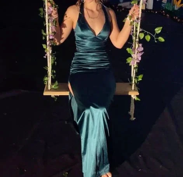 Vintage Green Slit Evening Dress Backless Prom Dress Y7782 by simplepromdress