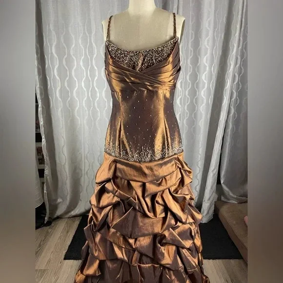 Vintage Satin Beaded Ruched Evening Dress Memaid Prom Dress Y8243 by simplepromdress