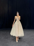 Glitter A-line Midi-length Evening Dress Glam Dress Y6579 by simplepromdress