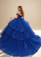 Off Shoulder Sequin Quinceanera Dress Fuchsia Ball Gown with Beaded Appliques - ZapDress (ZD17550)