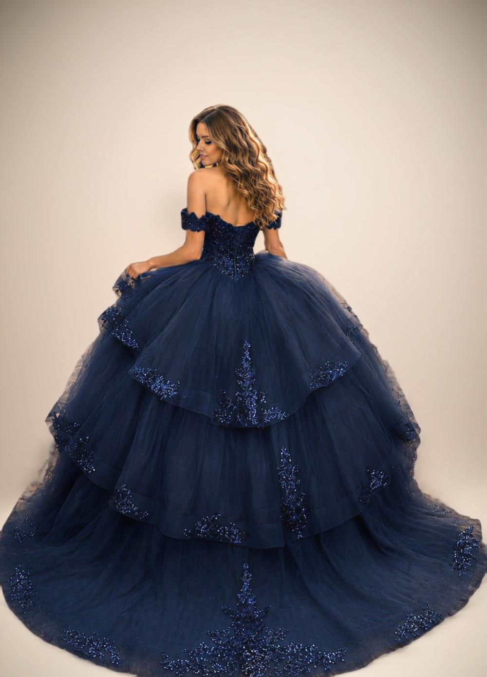 Off Shoulder Sequin Quinceanera Dress Fuchsia Ball Gown with Beaded Appliques - ZapDress (ZD17550)