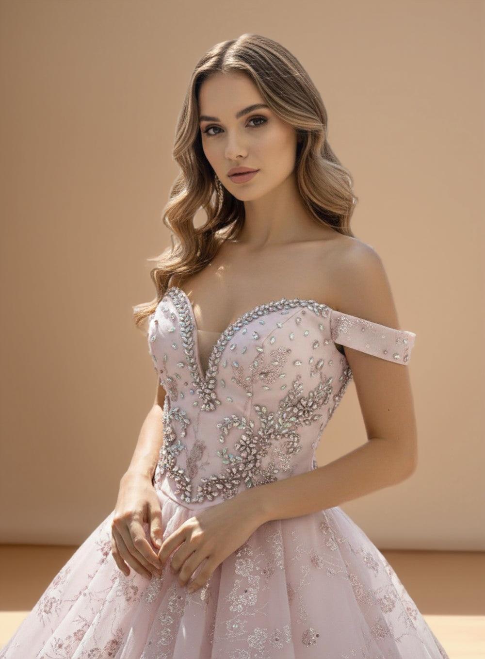Off Shoulder Quinceanera Ball Gown with Removable Tiered Skirt (ZD17558)