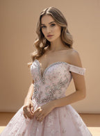 Off Shoulder Quinceanera Ball Gown with Removable Tiered Skirt (ZD17558)
