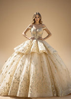Off Shoulder Quinceanera Ball Gown with Removable Tiered Skirt (ZD17558)