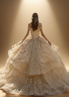 Off Shoulder Quinceanera Ball Gown with Removable Tiered Skirt (ZD17558)