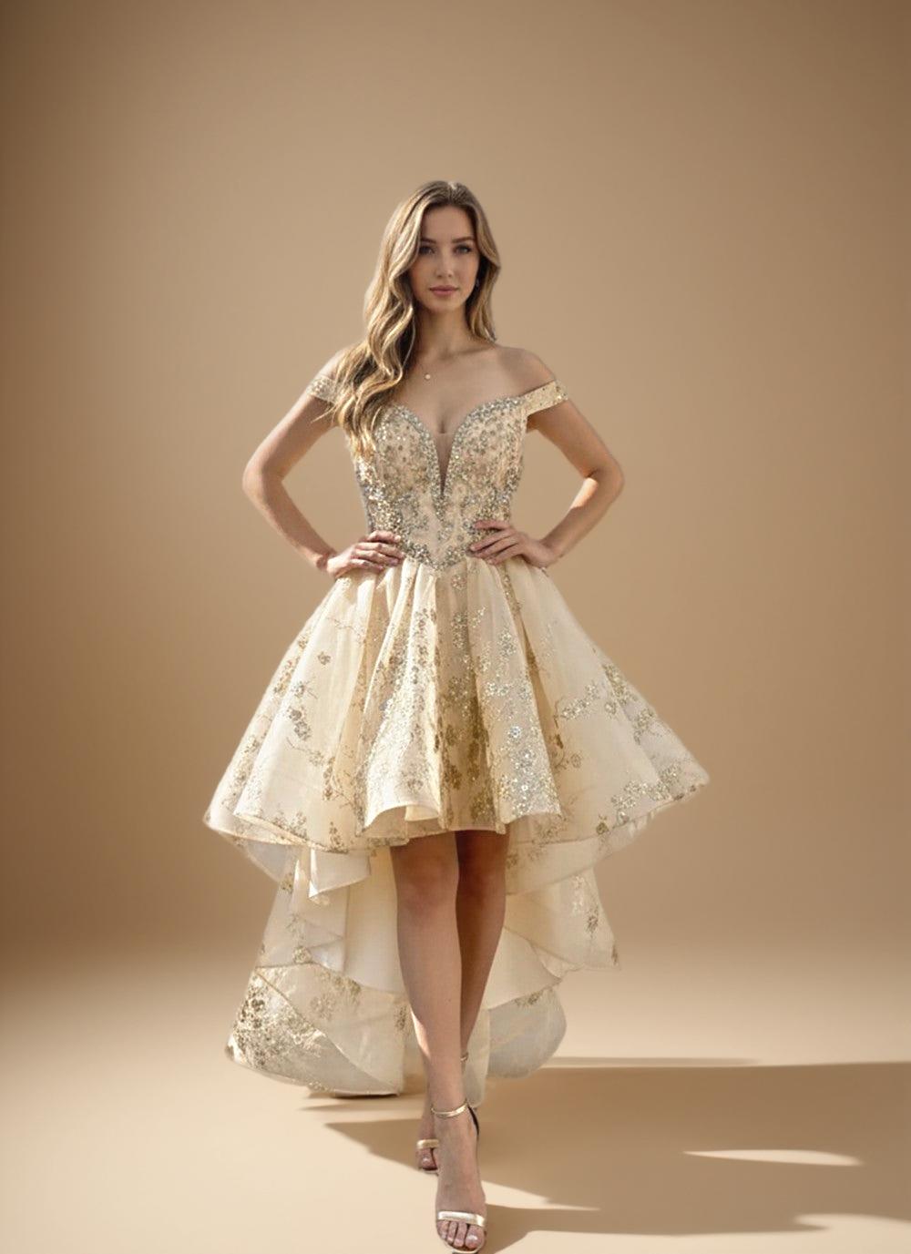 Off Shoulder Quinceanera Ball Gown with Removable Tiered Skirt (ZD17558)