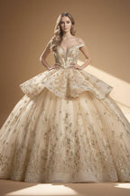 Off Shoulder Quinceanera Ball Gown with Removable Tiered Skirt (ZD17558)