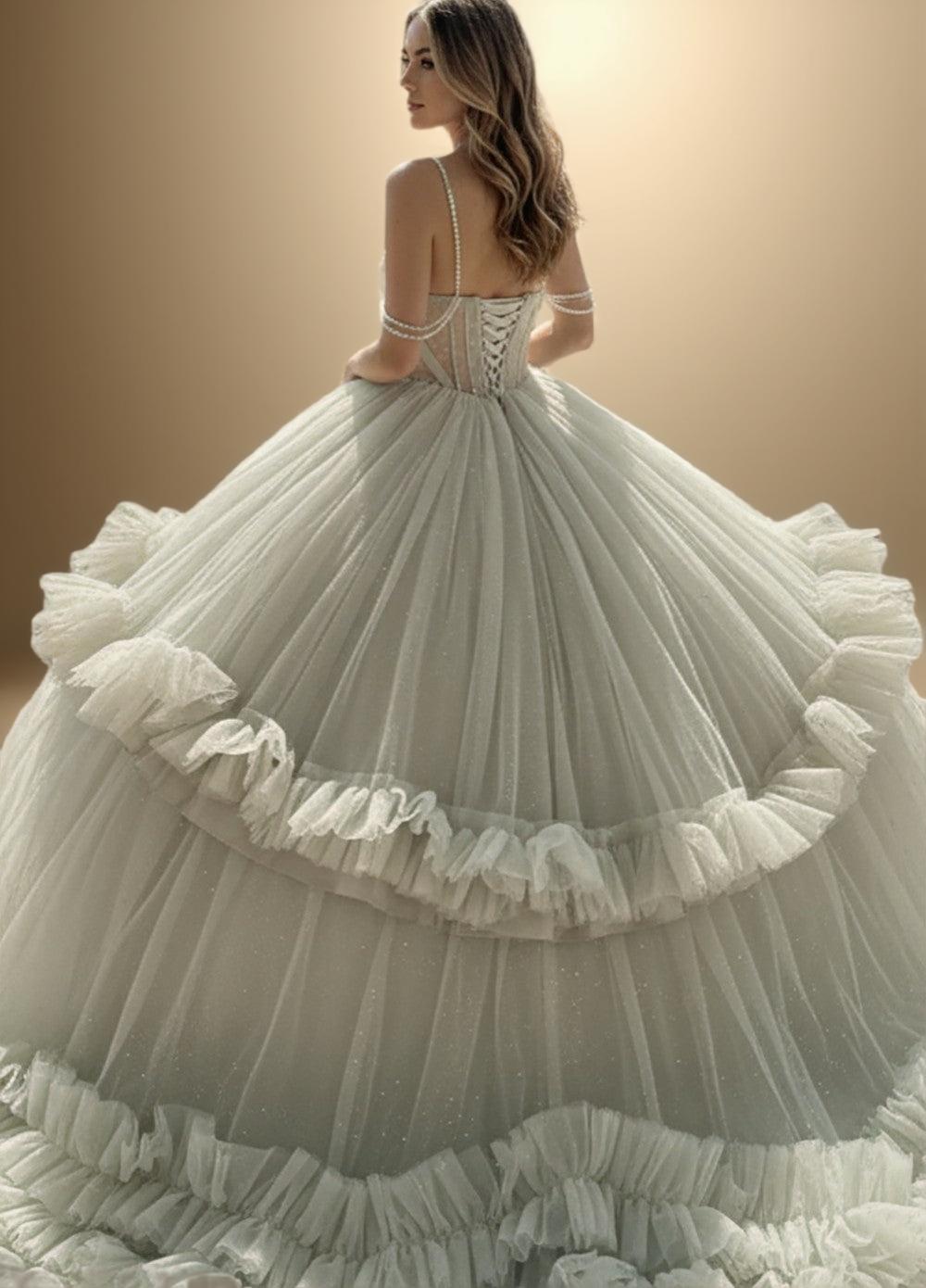 Off Shoulder Quinceanera Ball Gown with Removable Ruffled Skirt (ZD17560)