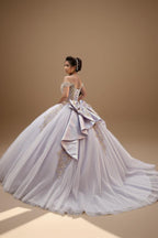 Off Shoulder Corset Beaded Applique Quinceanera Ball Gown in Lilac Gold (ZD17561)