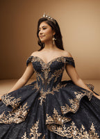 Off Shoulder Layered Skirt Beaded Quinceanera Ball Gown (ZD17566)