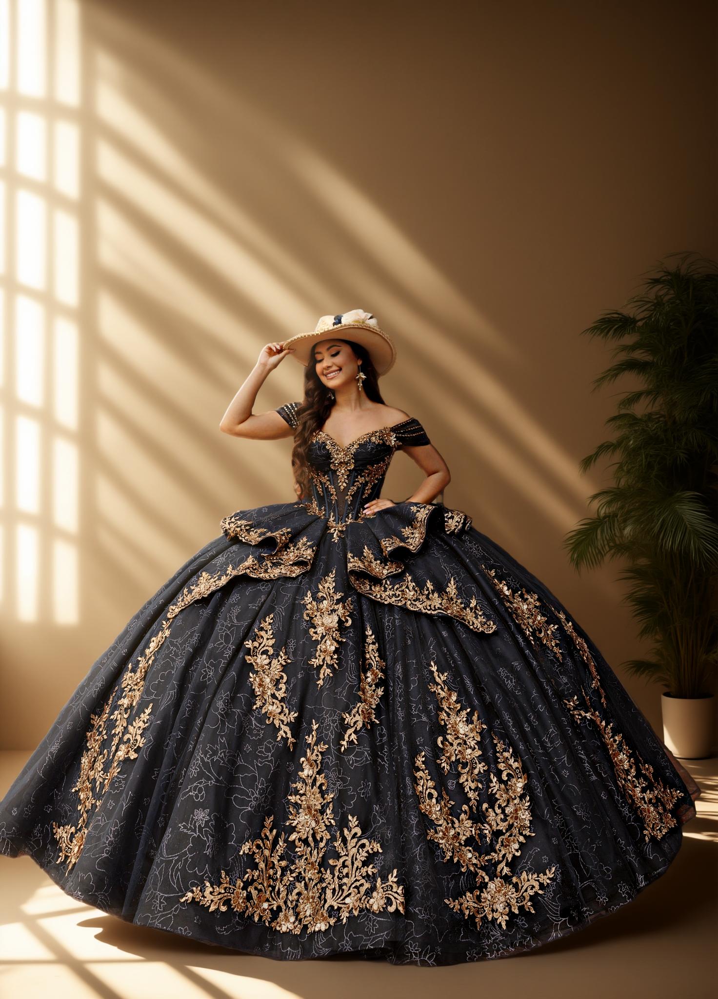 Off Shoulder Layered Skirt Beaded Quinceanera Ball Gown (ZD17566)