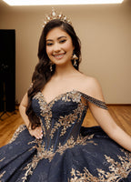 Off Shoulder Layered Skirt Beaded Quinceanera Ball Gown (ZD17566)